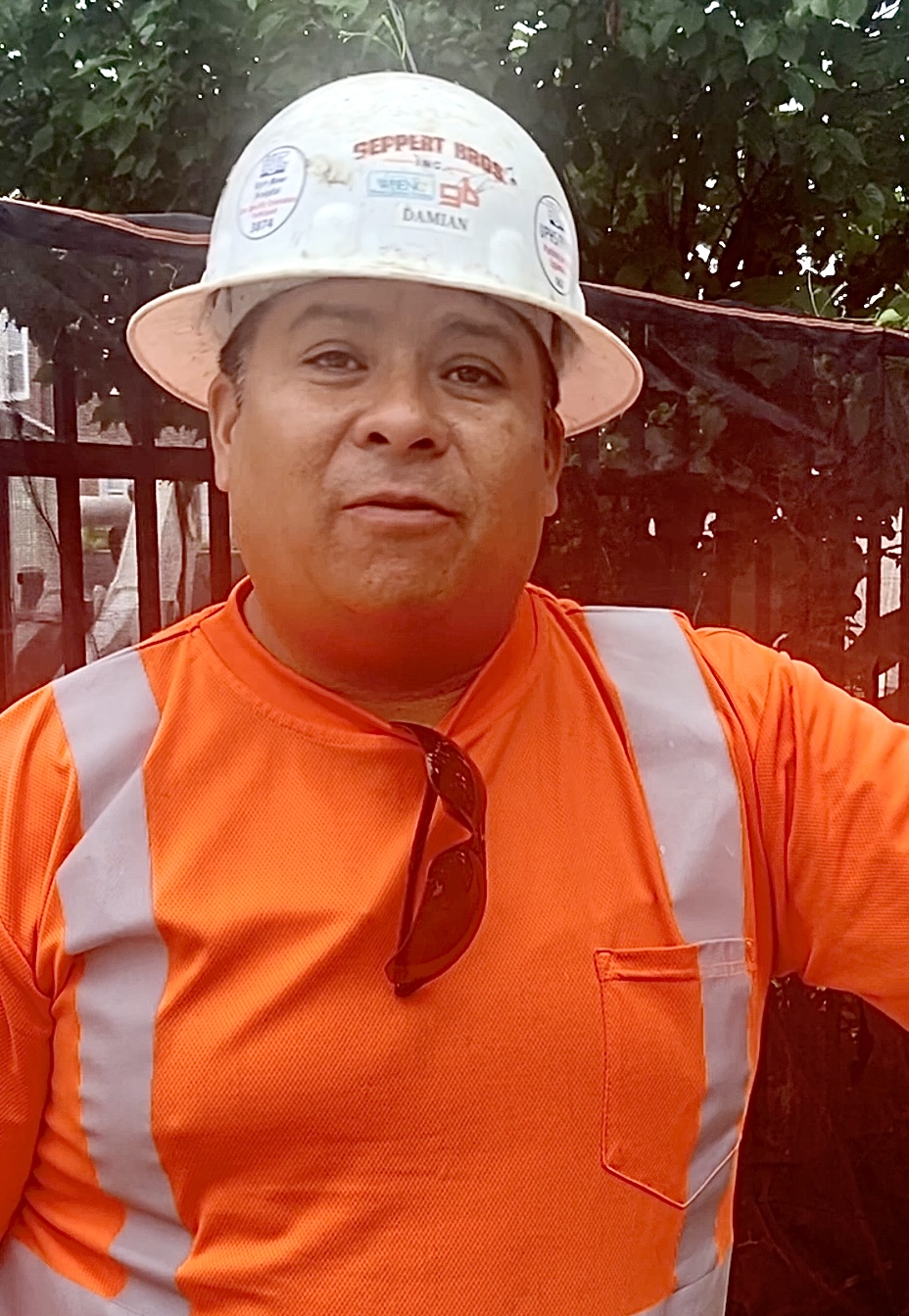 Excavator operator Damian Garcia